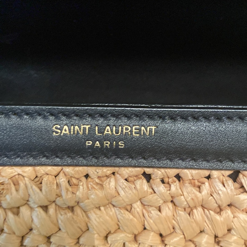 SAINT LAURENT Cassandra Mini raffia and leather top-handle bag - Picture 12 of 14